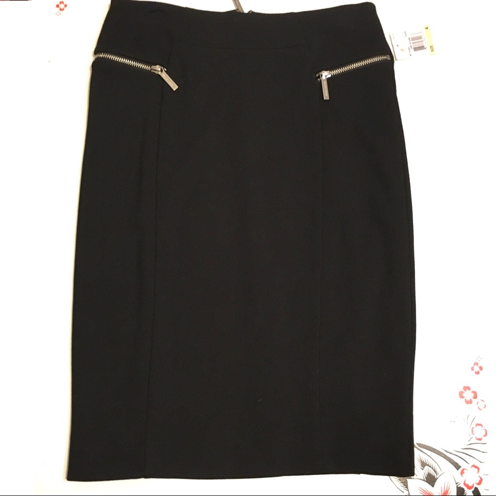 Sz 4 Michael Kors Black Pencil Skirt with Zippers